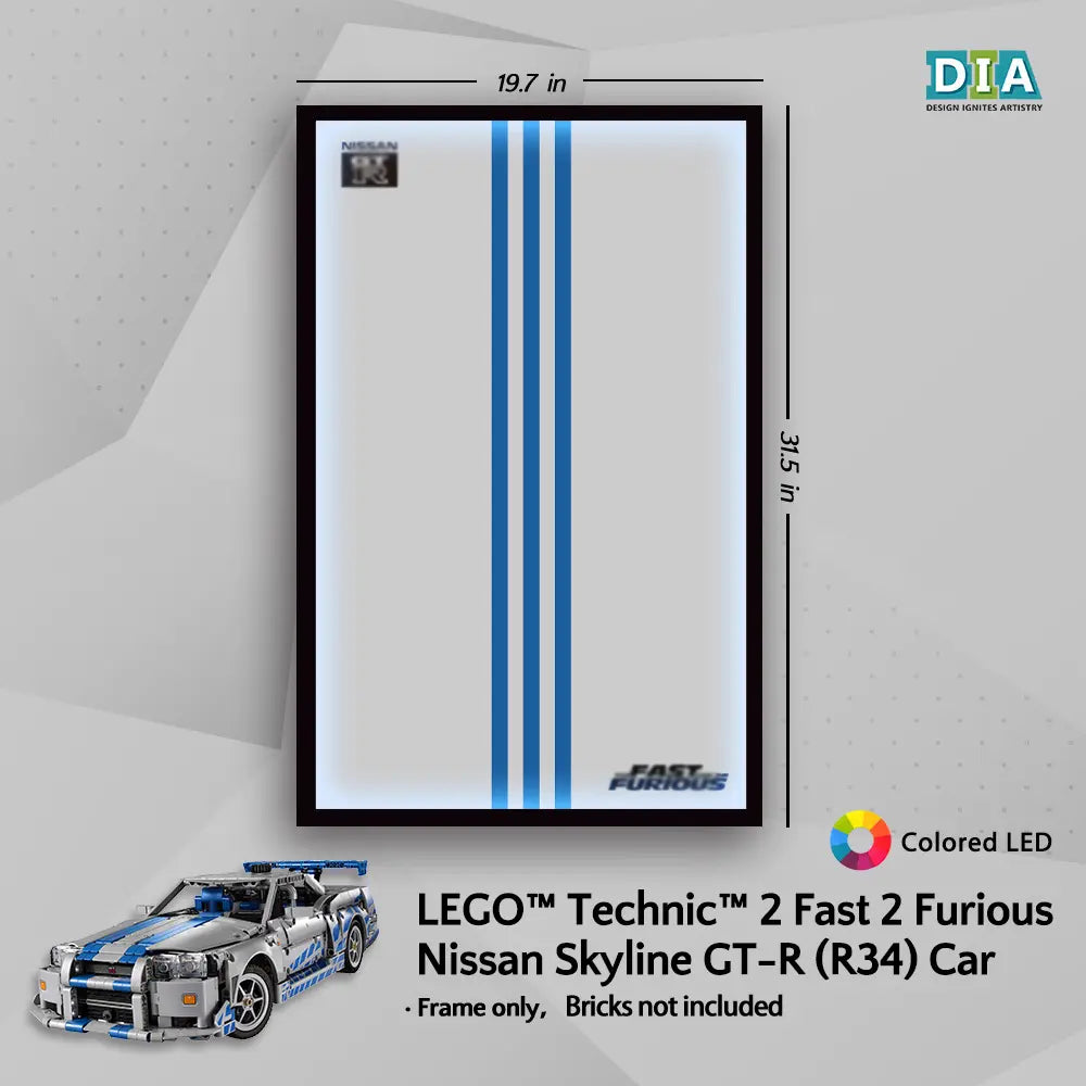 LEGO™ 2 Fast 2 Furious Nissan Skyline GT-R R34 Car (42210)Wall Mount Frame for Technic™