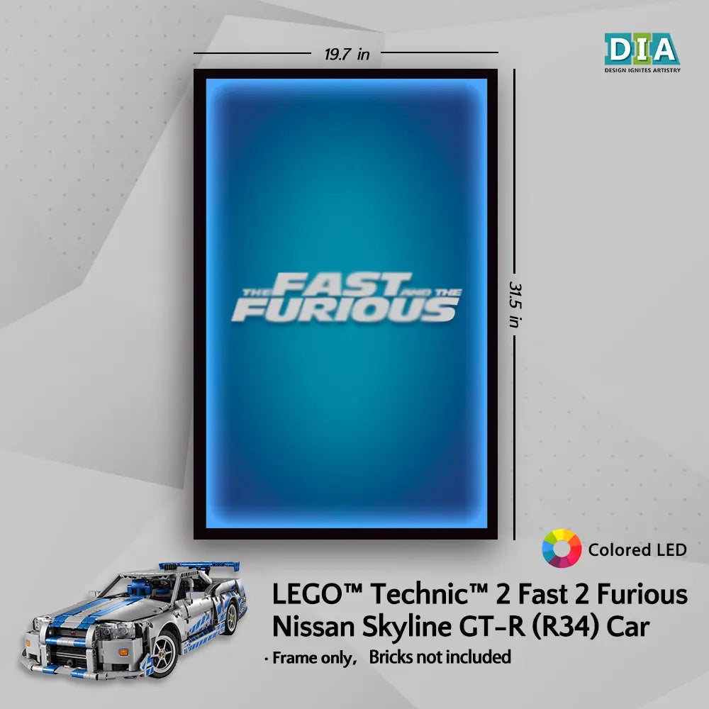 LEGO™ 2 Fast 2 Furious Nissan Skyline GT-R R34 Car (42210)Wall Mount Frame for Technic™
