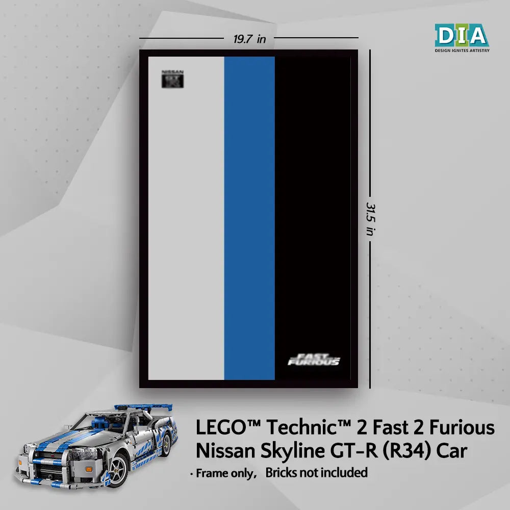 LEGO™ 2 Fast 2 Furious Nissan Skyline GT-R R34 Car (42210)Wall Mount Frame for Technic™