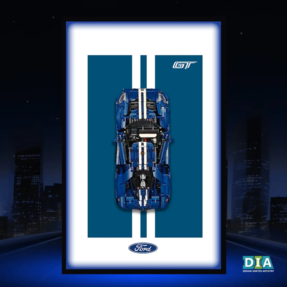 When the 42154 "Blue Oval Legend" Takes Center Stage: Unveiling the Hypercar's Mechanical Elegance with an 80×50 Aluminum Frame × LEGO™ Technic Car Wall Mount