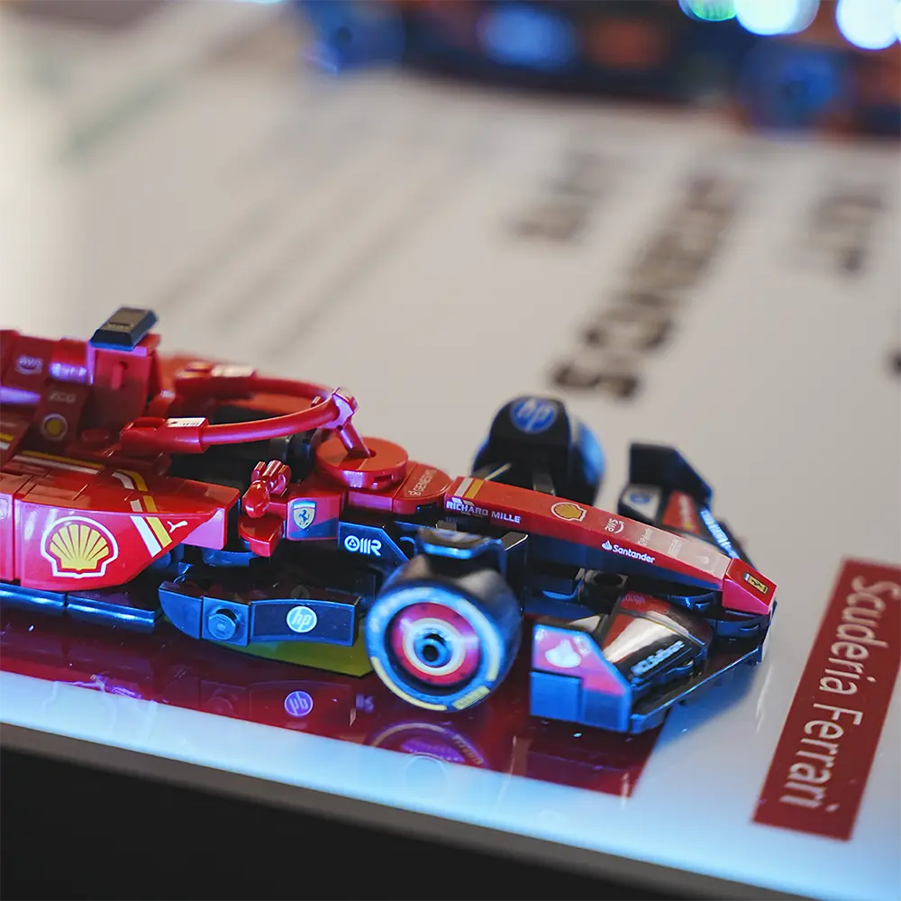 When LEGO® Speed Champions F1 Cars Meet Immersive Tracks—Your Desk Bec