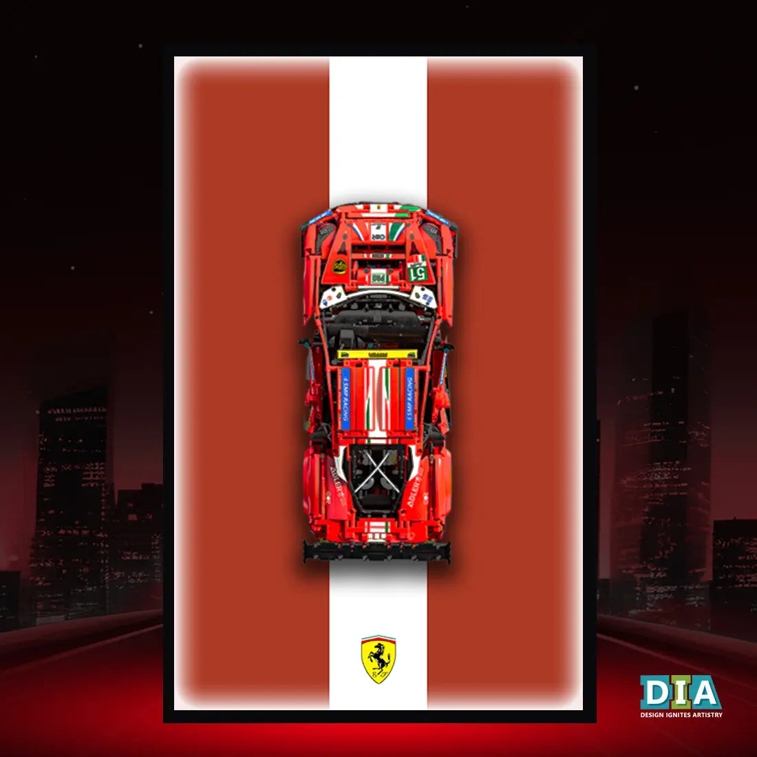 When the 42125 "Prancing Horse Legend" Claims Its Wall: A Symphony of Track Aesthetics with 80×50cm Aluminum Frames × LEGO™ Technic Car Wall Mount