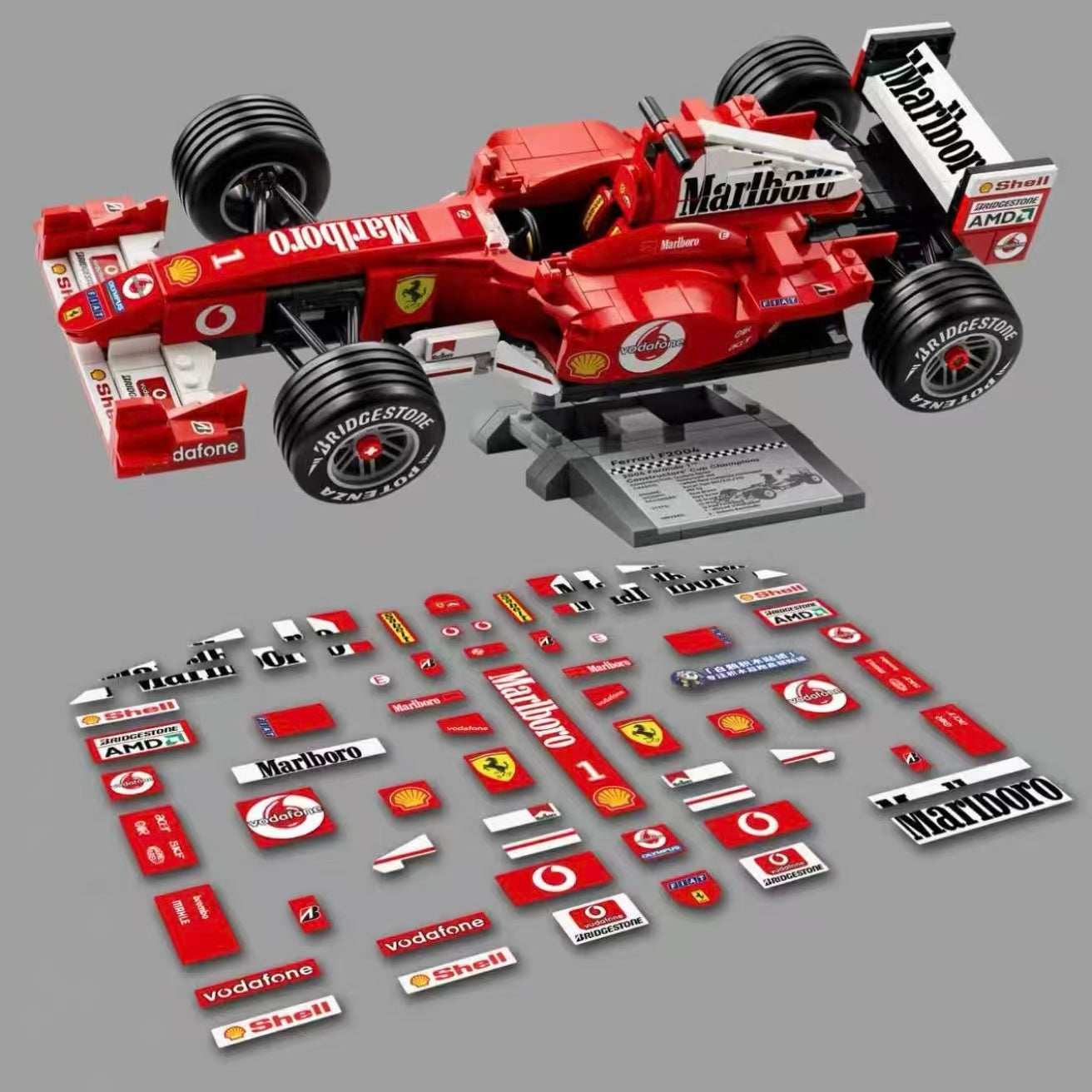 Complete the Legend: Custom Marlboro Livery Decals for LEGO 11375 Ferrari F2004 & Michael Schumacher
