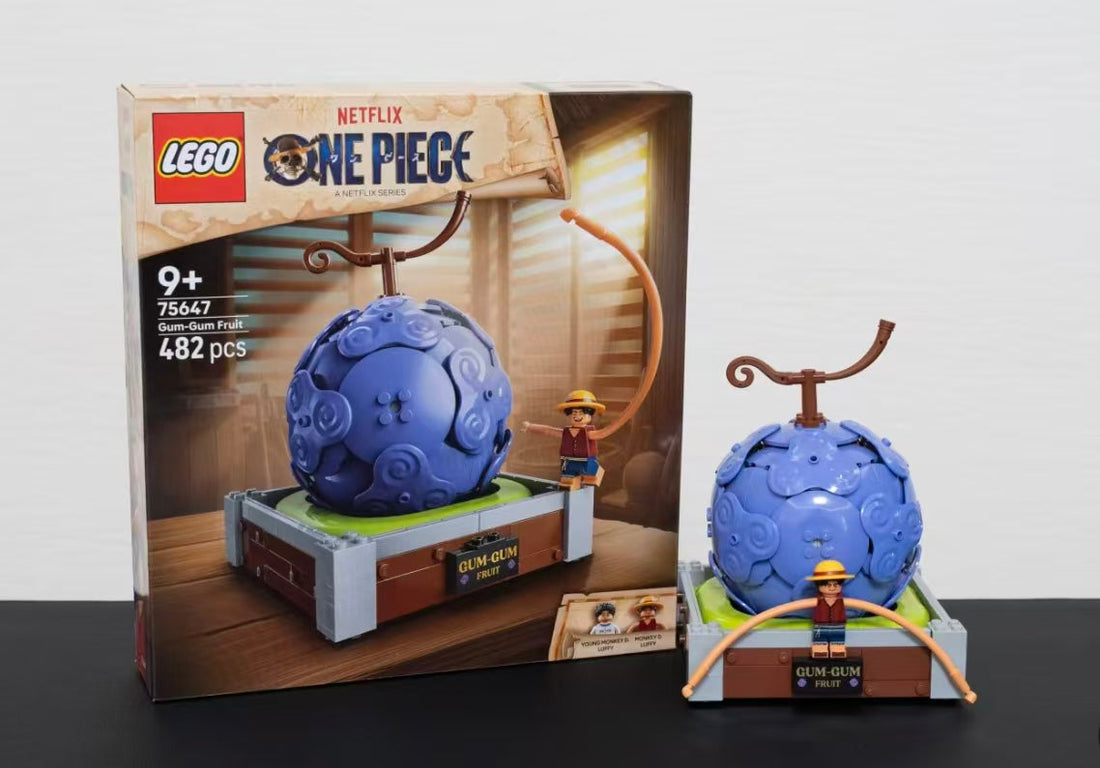 LEGO 75647 Gum-Gum Fruit display guide featuring Luffy’s iconic Devil Fruit from One Piece
