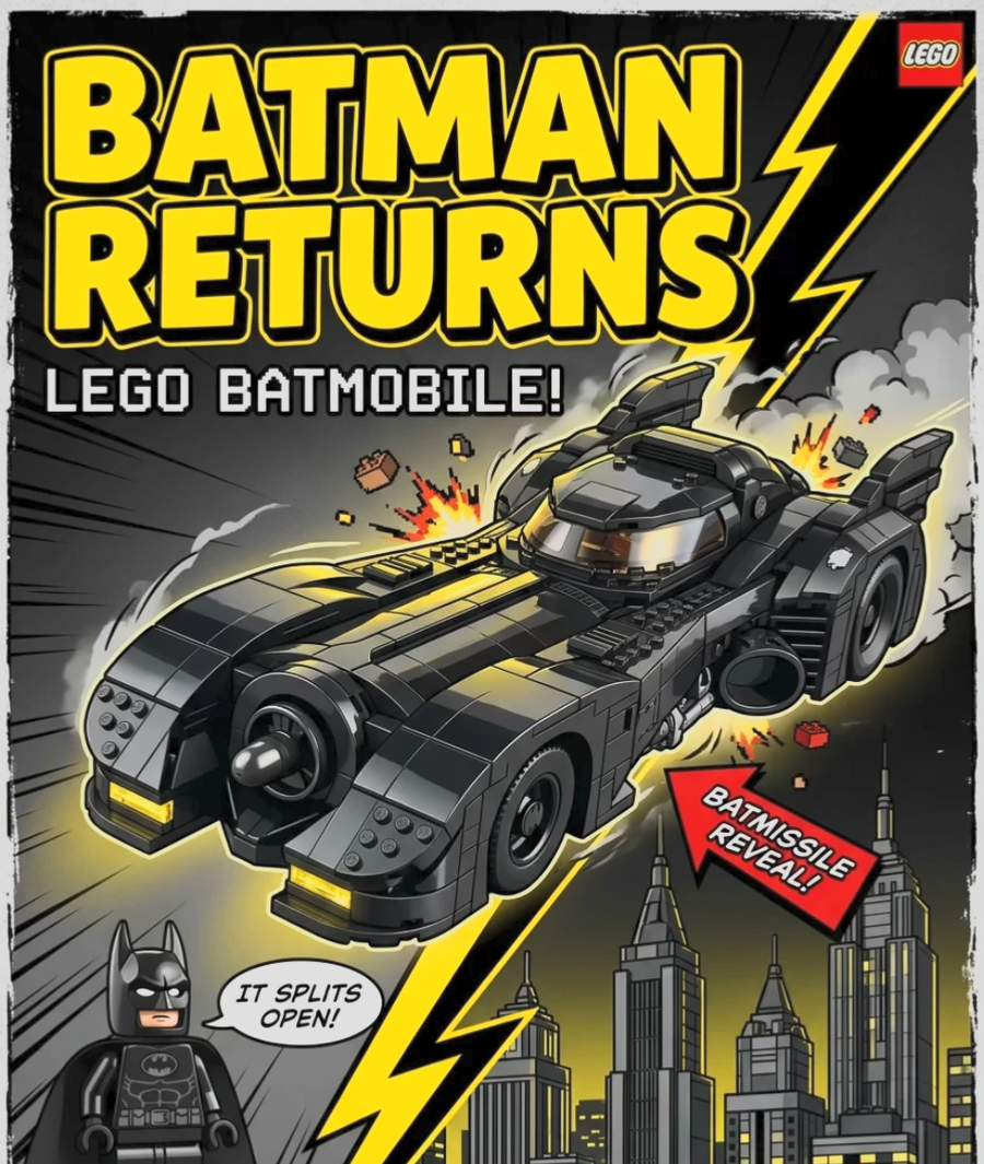 LEGO Batman Returns Batmobile Display: LEGO 76355 Details &amp; Display Ideas