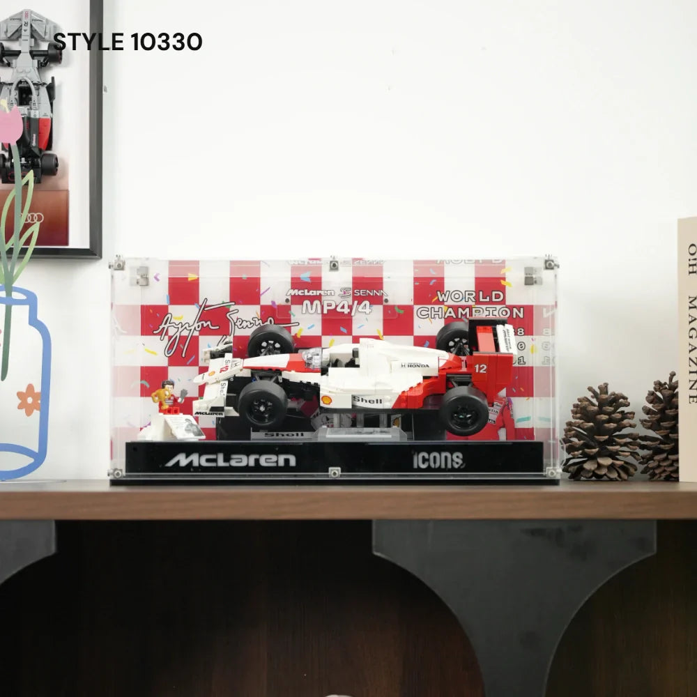 LEGO Display Case for Icons: F1 Legends McLaren MP4/4 & Ayrton Senna (10330): A Tribute to Racing Royalty & DIA Display Guide