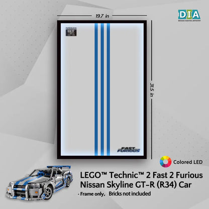 LEGO™  2 Fast 2 Furious Nissan Skyline GT-R R34 Car (42210)Wall Mount Frame for Technic™