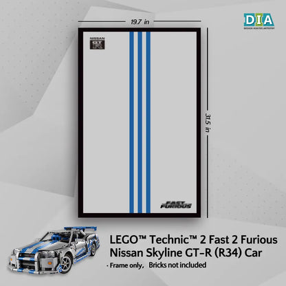 LEGO™  2 Fast 2 Furious Nissan Skyline GT-R R34 Car (42210)Wall Mount Frame for Technic™