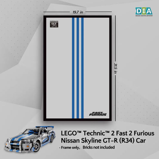 LEGO™  2 Fast 2 Furious Nissan Skyline GT-R R34 Car (42210)Wall Mount Frame for Technic™