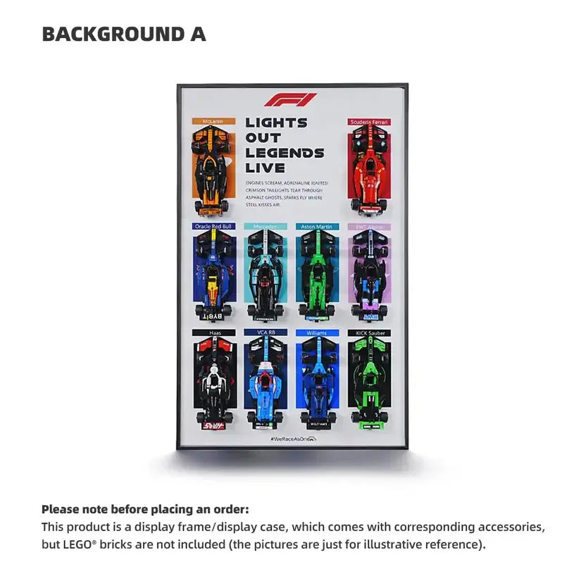 Cadre LEGO™ F1 mural pour 10 voitures Speed Champions 2025 - Cadre d'Exposition