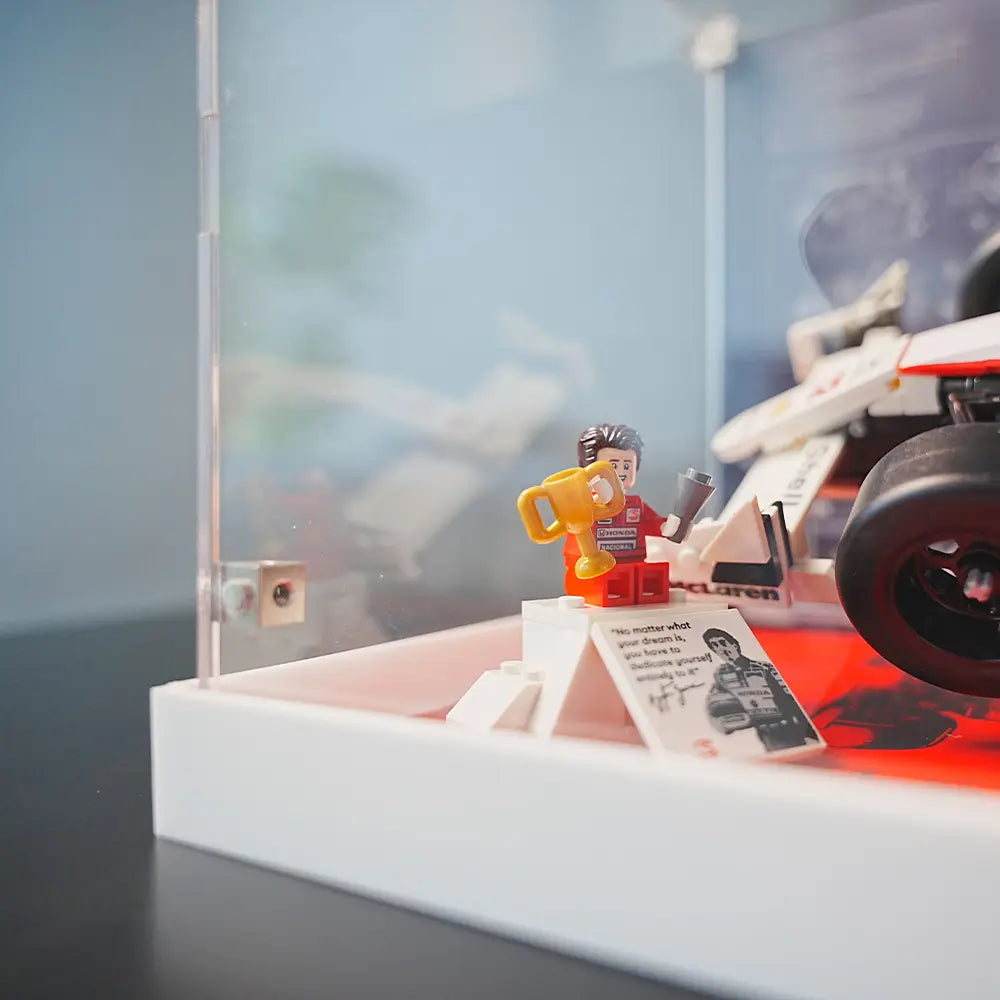 Acryl-Vitrine LEGO MCLAREN MP4/4 F1 & AYRTON SENNA