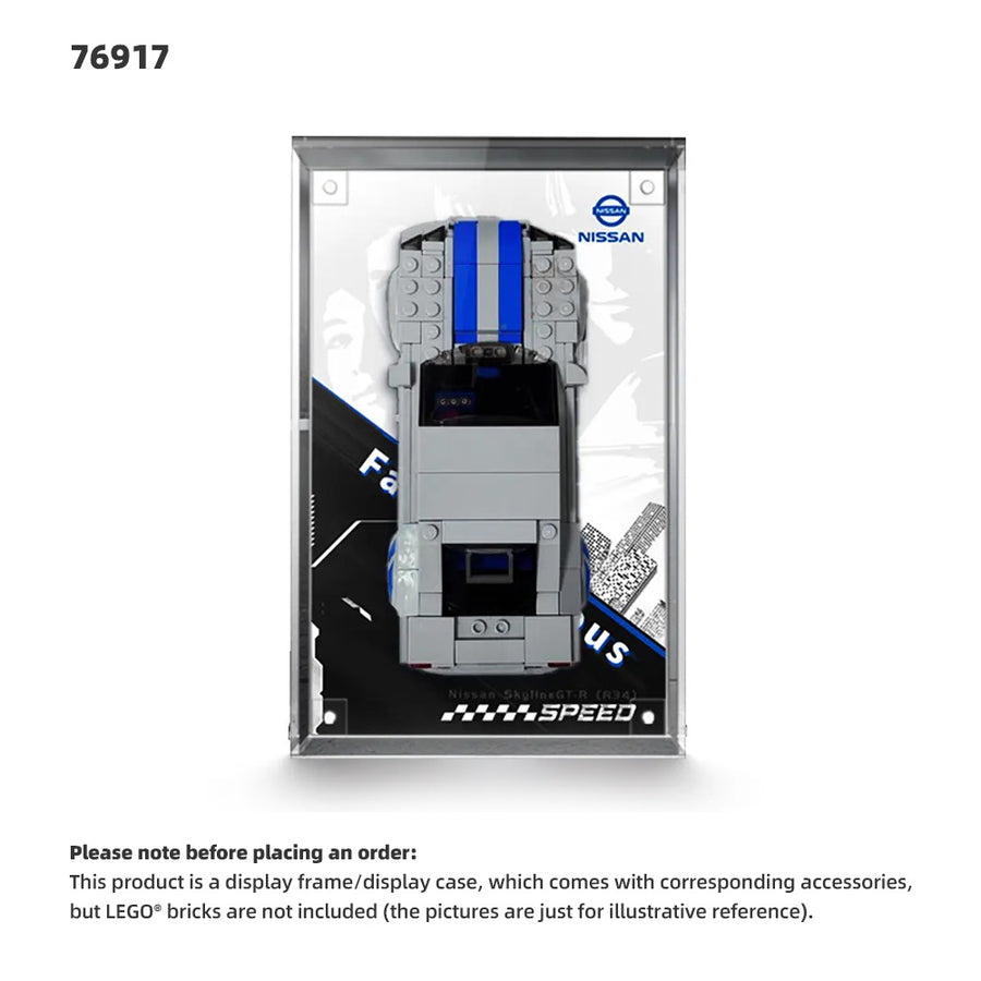 Acrylic display case for LEGO Speed Champions Nissan Skyline GT-R R34 (76917)