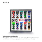 Wall-mounted display frame for LEGO F1 collectible race cars (71049)