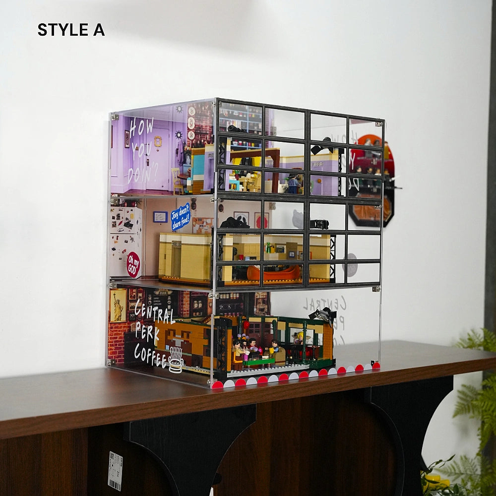 Acrylic Display Case for LEGO® Central Perk & The Friends Apartments – 3-Tier Window-Style Case (21319)＆(10292)