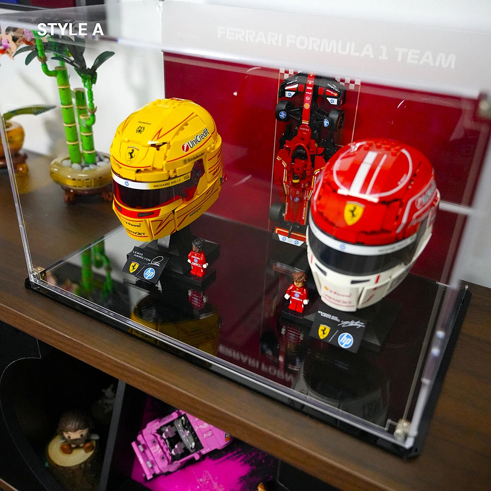 Acrylic Display Case for LEGO® Editions F1 Charles Leclerc Helmet & Lewis Hamilton Helmet (43014)&(43022)&(77242)