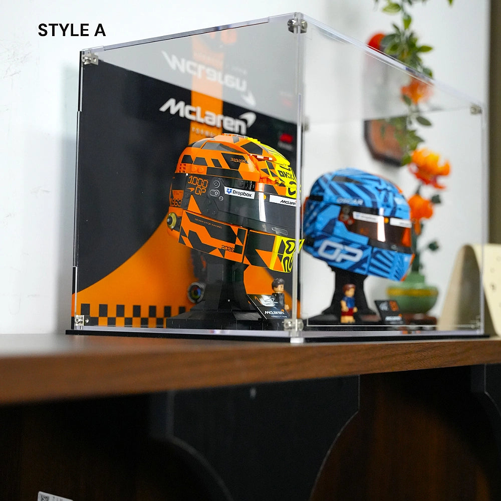 Acrylic Display Case for LEGO® Editions F1 Lando Norris Helmet & Oscar Piastri Helmet (43023)&(43017)&(77251)