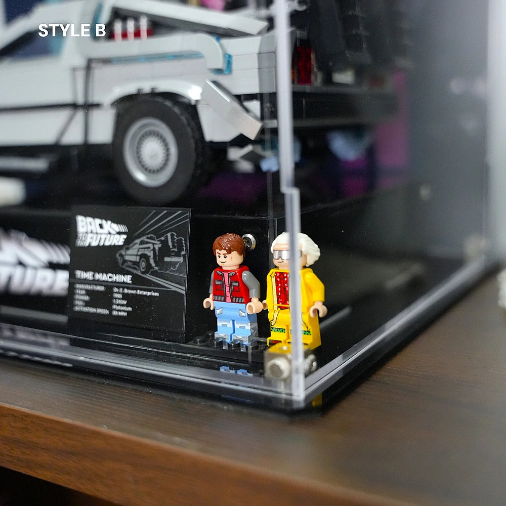 Vetrina LEGO per la macchina del tempo di Ritorno al futuro (10300)