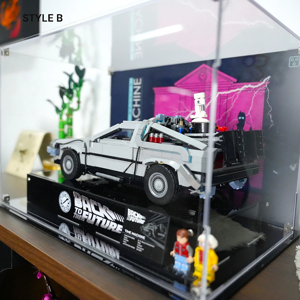 Vetrina LEGO per la macchina del tempo di Ritorno al futuro (10300)