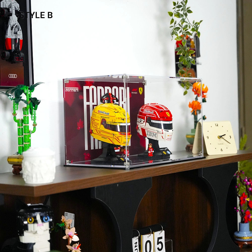 Acrylic Display Case for LEGO® Editions F1 Charles Leclerc Helmet & Lewis Hamilton Helmet (43014)&(43022)&(77242)