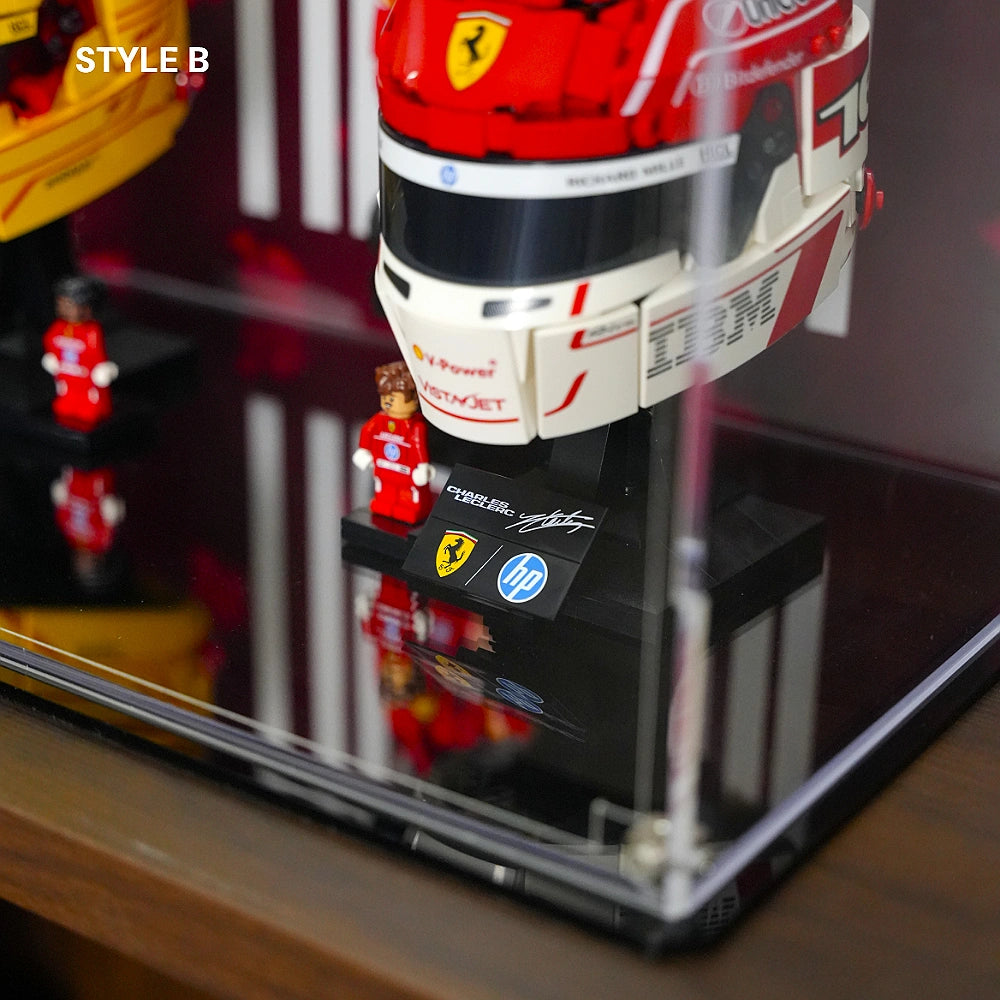 Acrylic Display Case for LEGO® Editions F1 Charles Leclerc Helmet & Lewis Hamilton Helmet (43014)&(43022)&(77242)
