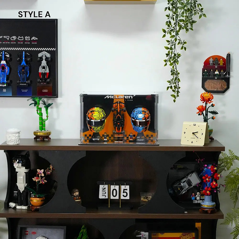 Acrylic Display Case for LEGO® Editions F1 Lando Norris Helmet & Oscar Piastri Helmet (43023)&(43017)&(77251)