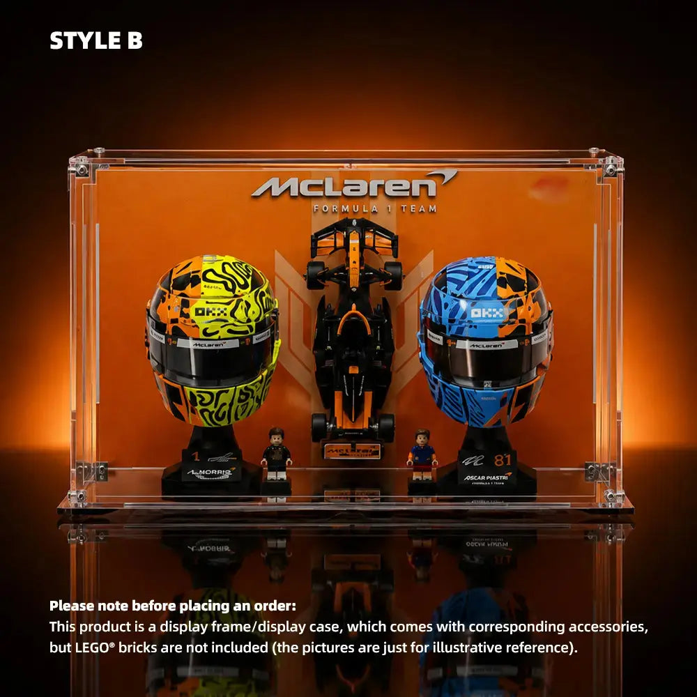 Acrylic Display Case for LEGO® Editions F1 Lando Norris Helmet & Oscar Piastri Helmet (43023)&(43017)&(77251)