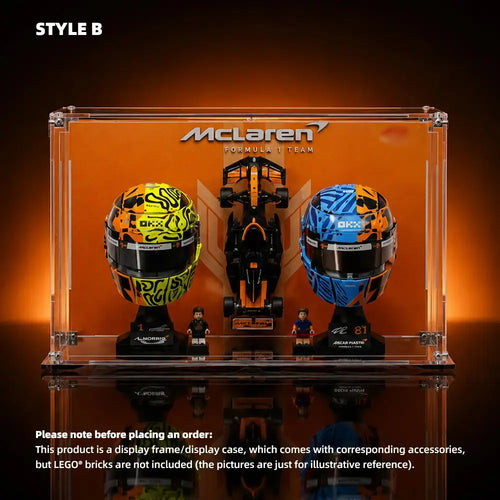 Acrylic Display Case for LEGO® Editions F1 Lando Norris Helmet & Oscar Piastri Helmet (43023)&(43017)&(77251)