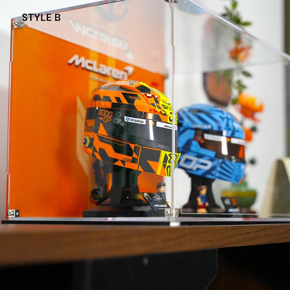 Acrylic Display Case for LEGO® Editions F1 Lando Norris Helmet & Oscar Piastri Helmet (43023)&(43017)&(77251)