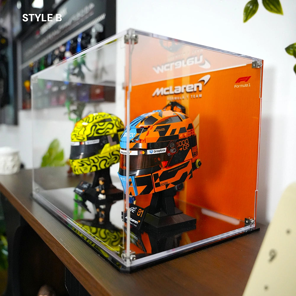Acrylic Display Case for LEGO® Editions F1 Lando Norris Helmet & Oscar Piastri Helmet (43023)&(43017)&(77251)
