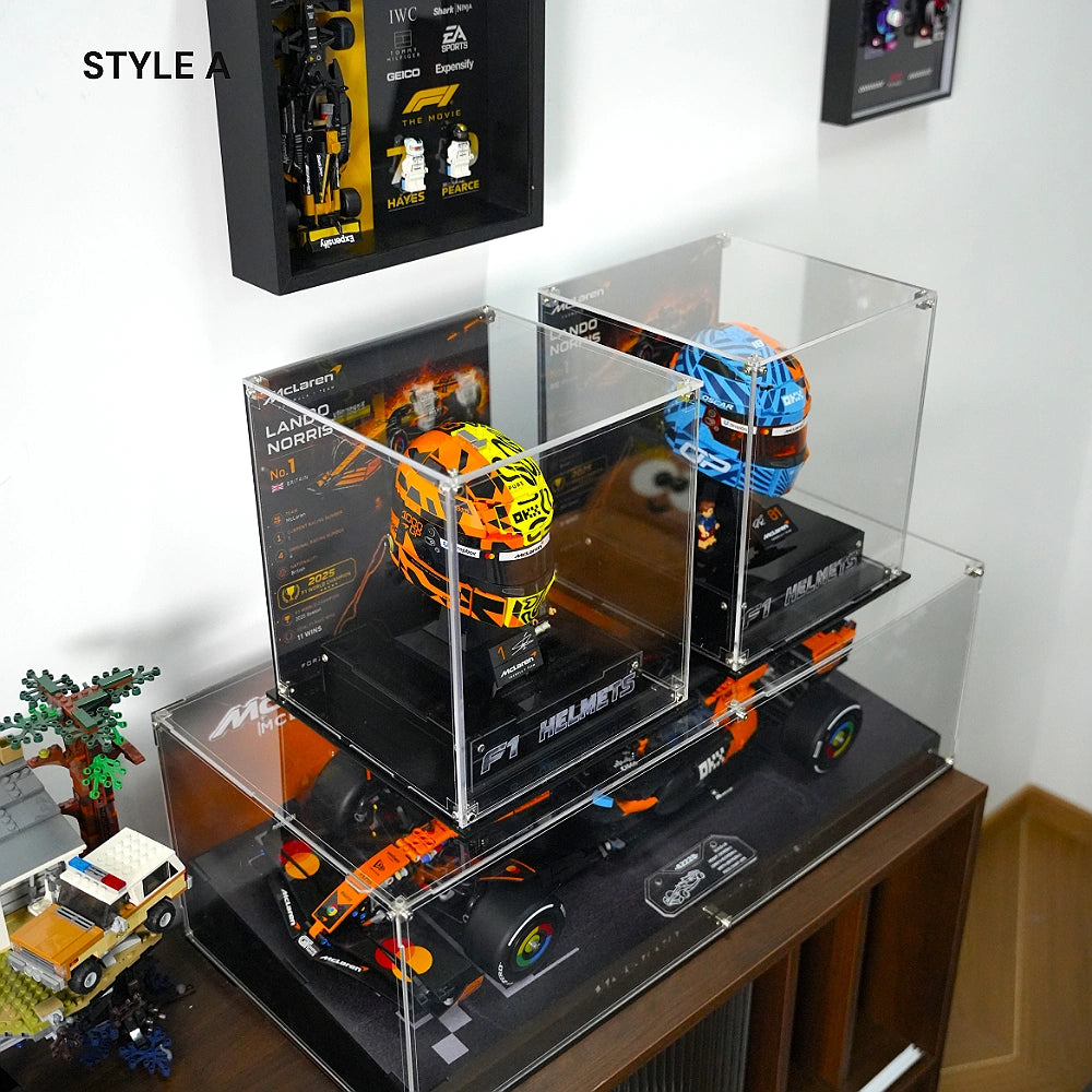 Acrylic Display Case for LEGO® Editions Mclaren Mastercard F1 Team Helmet (43023)&(43017)