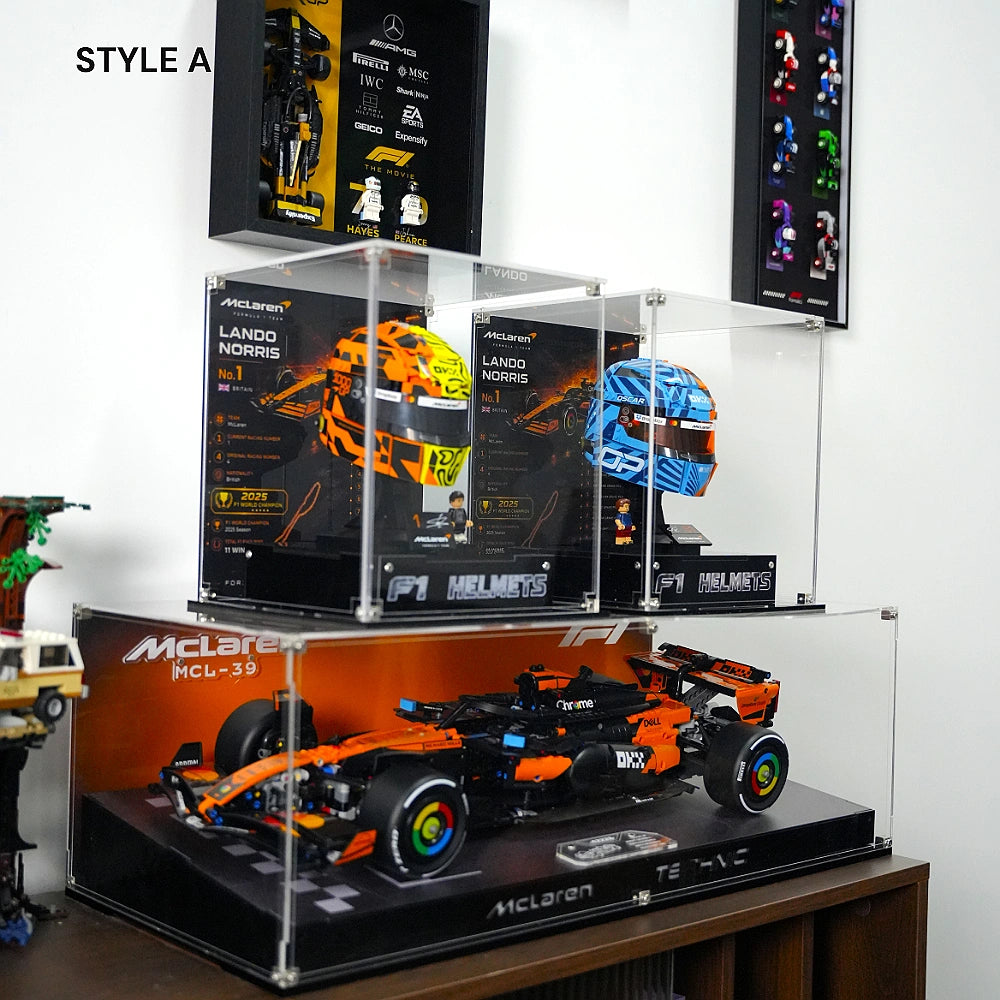 Acrylic Display Case for LEGO® Editions Mclaren Mastercard F1 Team Helmet (43023)&(43017)