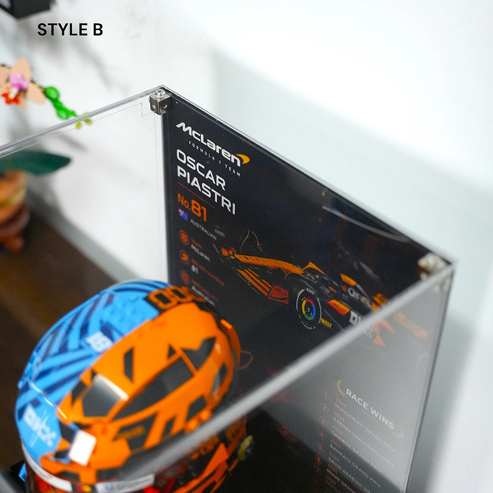 Acrylic Display Case for LEGO® Editions Mclaren Mastercard F1 Team Helmet (43023)&(43017)