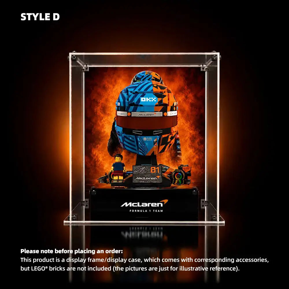 Acrylic Display Case for LEGO® Editions Mclaren Mastercard F1 Team Helmet (43023)&(43017)