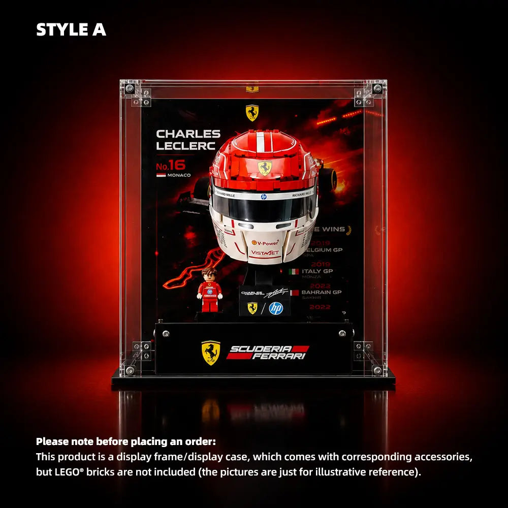 Acrylic Display Case for LEGO® Editions Scuderia Ferrari HP Helmet (43014)&(43022)A