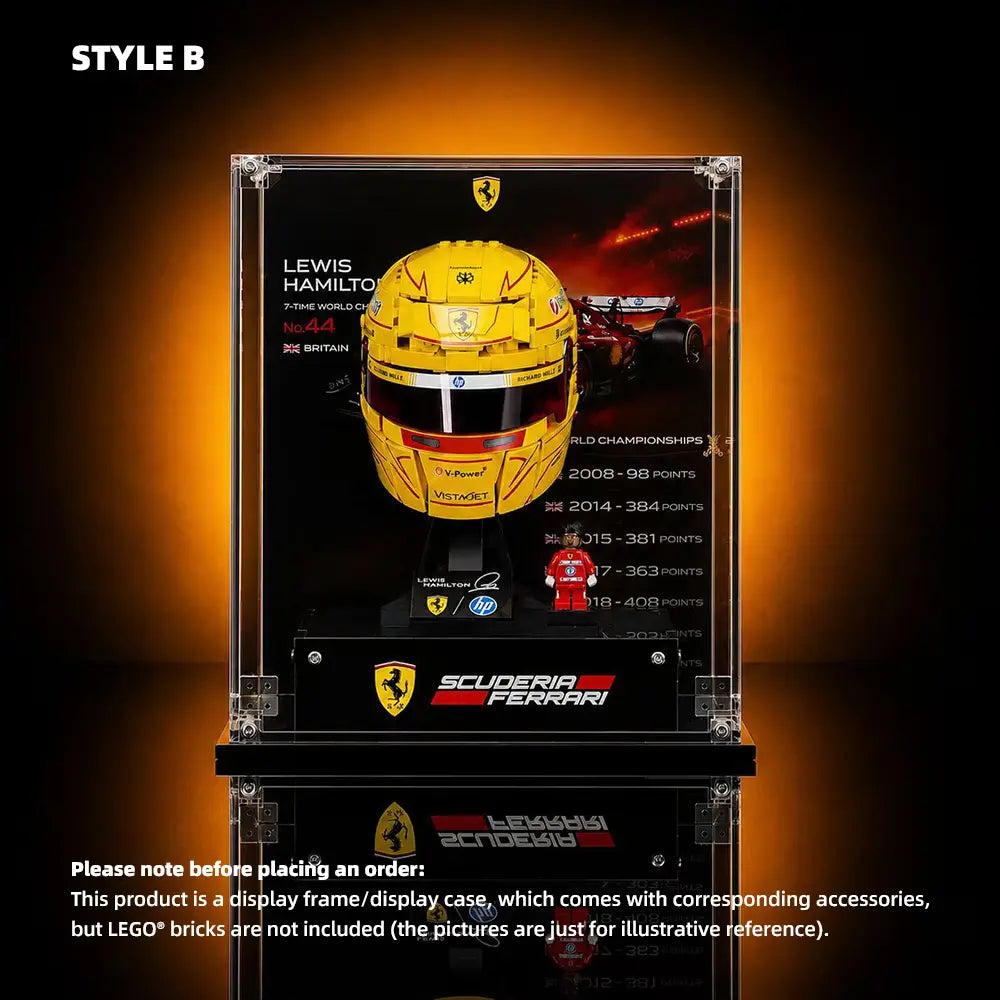 Acrylic Display Case for LEGO® Editions Scuderia Ferrari HP Helmet (43014)&(43022)B