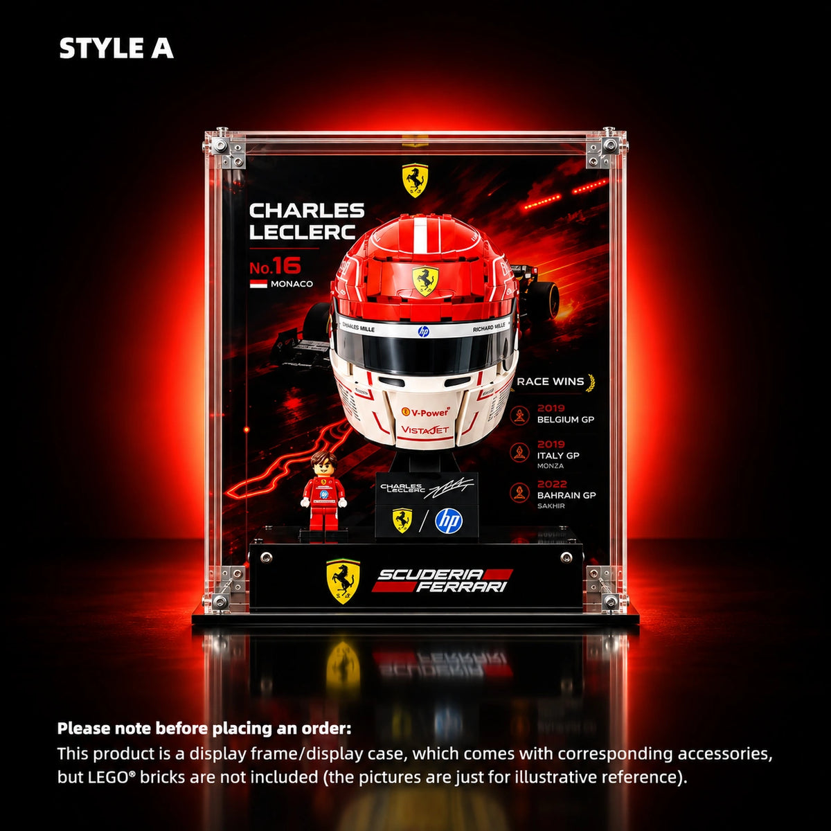 Acrylic Display Case for LEGO® Editions Scuderia Ferrari HP Helmet (43014)&(43022)
