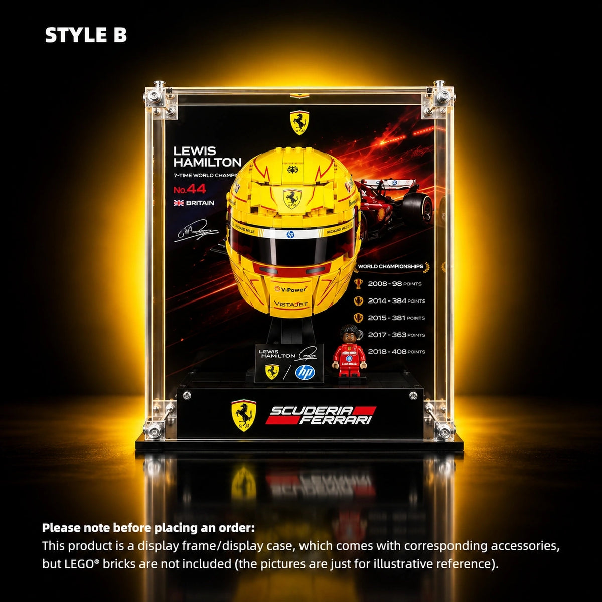 Acrylic Display Case for LEGO® Editions Scuderia Ferrari HP Helmet (43014)&(43022)