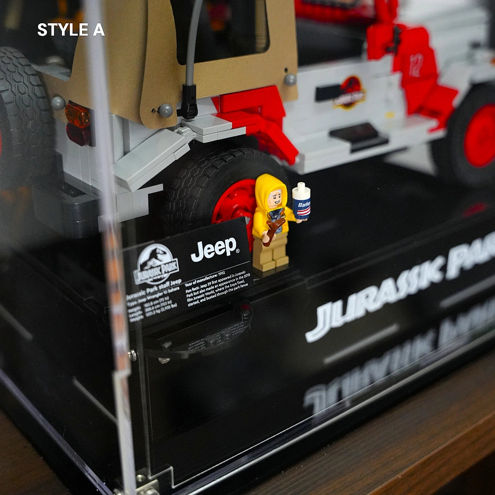 Vetrina in acrilico per LEGO® Jurassic Park Jeep Wrangler (77984)