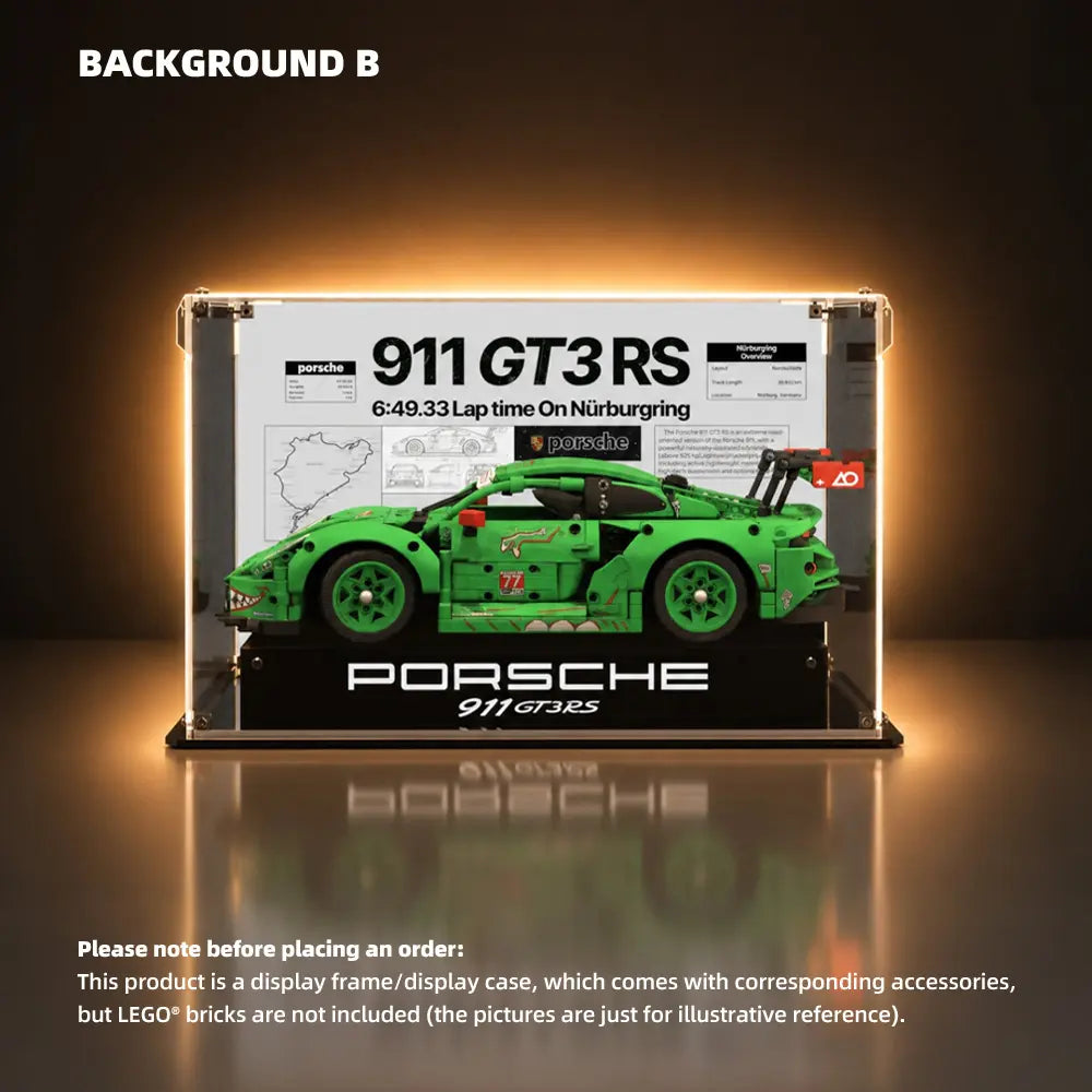 Acrylic Display Case for LEGO® Porsche 911 GT3 R REXY AO Racing Car (42224)