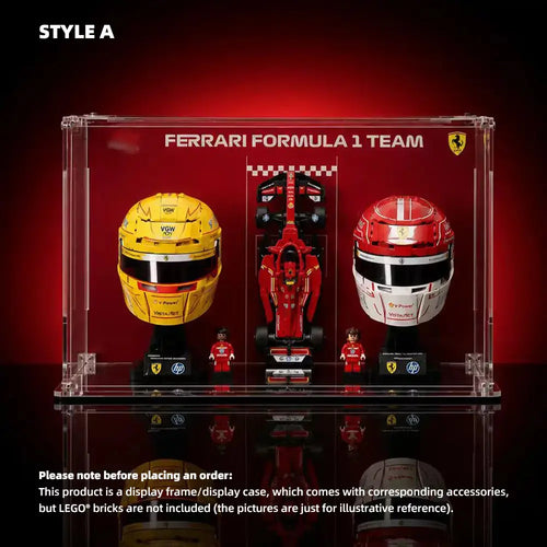 Combined Acrylic Display Case for LEGO Ferrari F1 Helmets & SF-24 (43014, 43022, 77242)