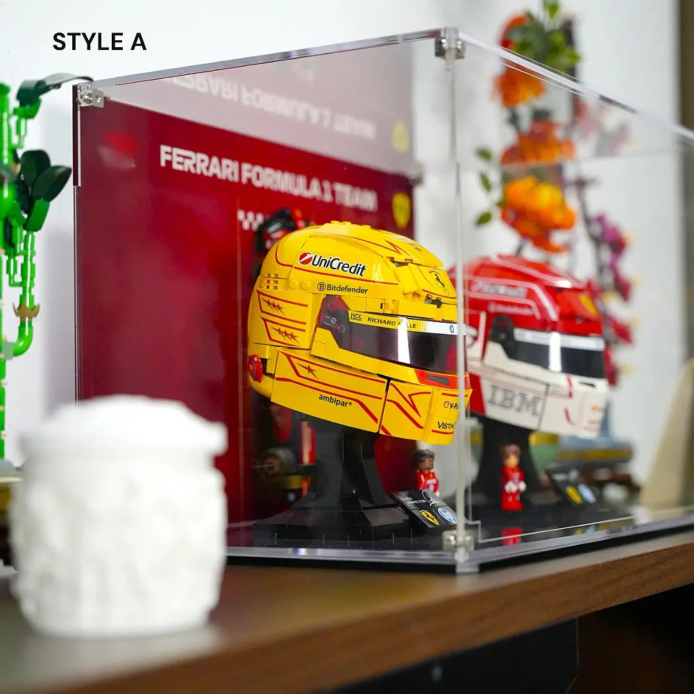 Combined Acrylic Display Case for LEGO Ferrari F1 Helmets & SF-24 (43014, 43022, 77242)