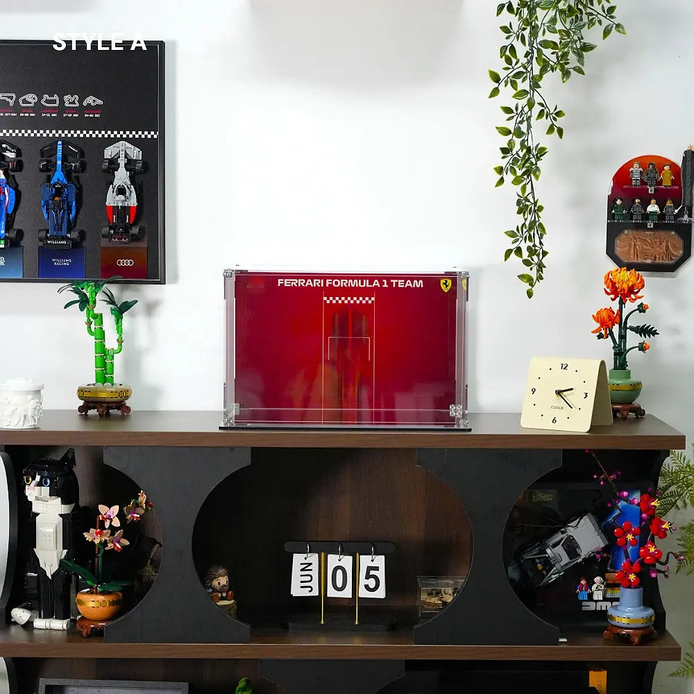 Combined Acrylic Display Case for LEGO Ferrari F1 Helmets & SF-24 (43014, 43022, 77242)