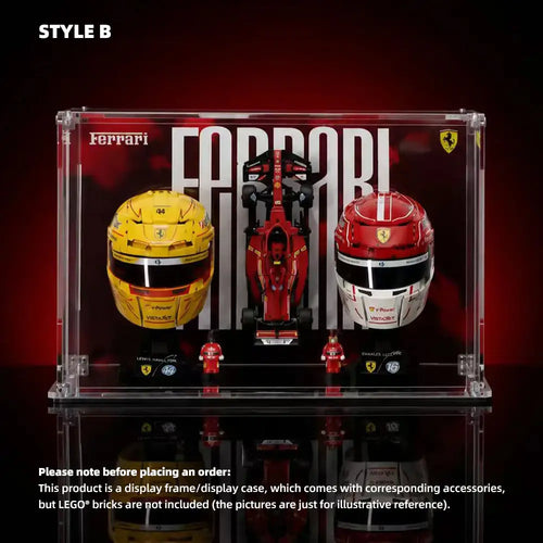 Combined Acrylic Display Case for LEGO Ferrari F1 Helmets & SF-24 (43014, 43022, 77242)