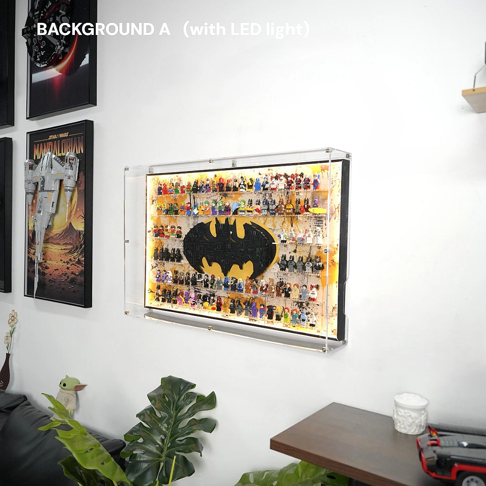 Dust Proof Wall mounted Display Case for LEGO® Batman Logo & Minifigure
