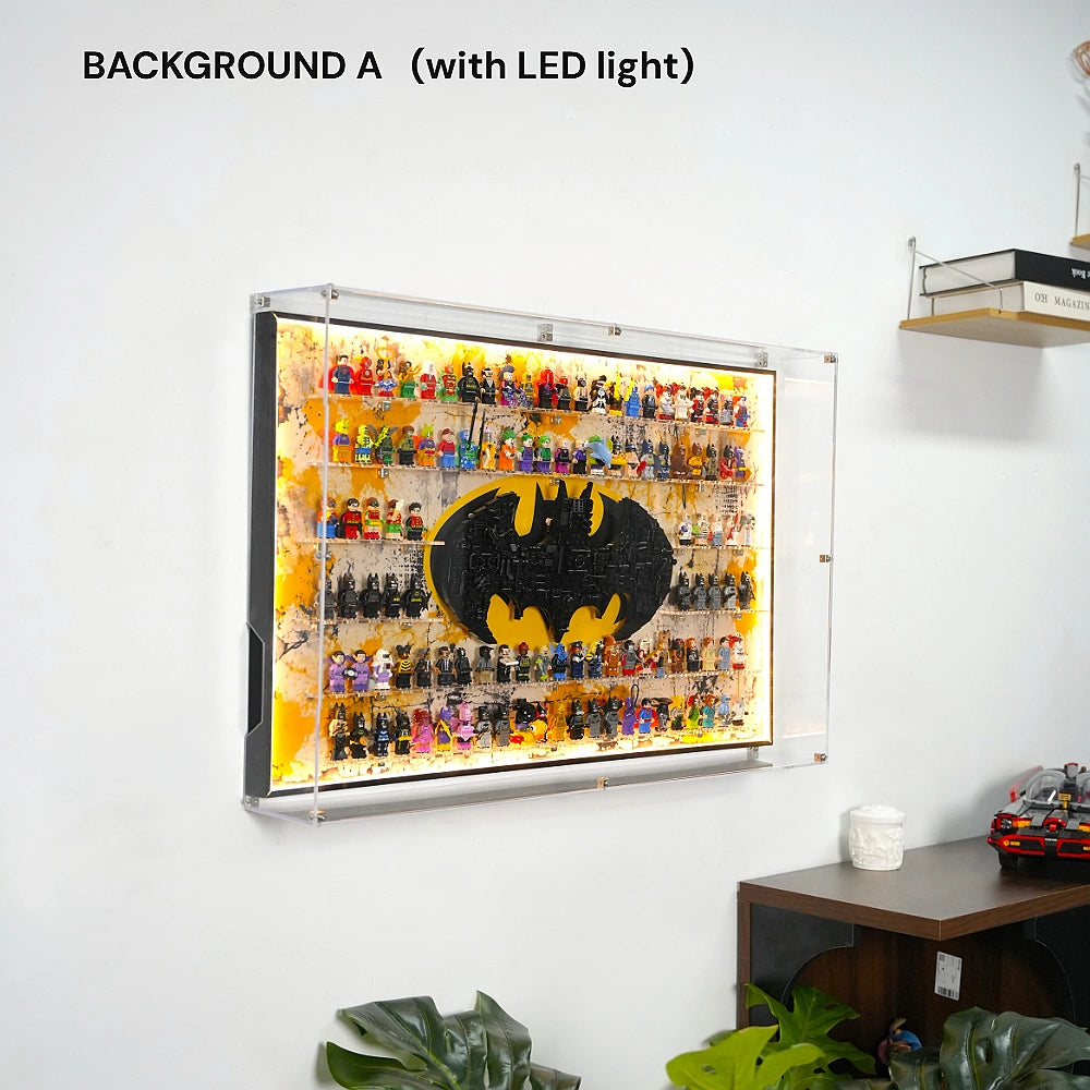 Dust Proof Wall mounted Display Case for LEGO® Batman Logo & Minifigure