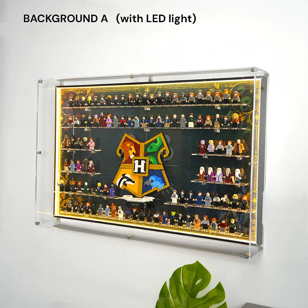 Dust Proof Wall mounted Display Case for LEGO® Harry Potter™ Hogwarts™ House Crest & Minifigure