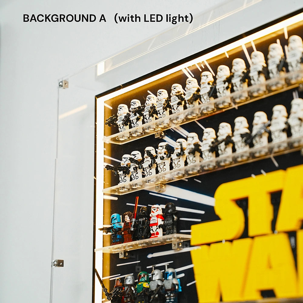 Dust Proof Wall mounted Display Case for LEGO® Star Wars™ Logo & Minifigure