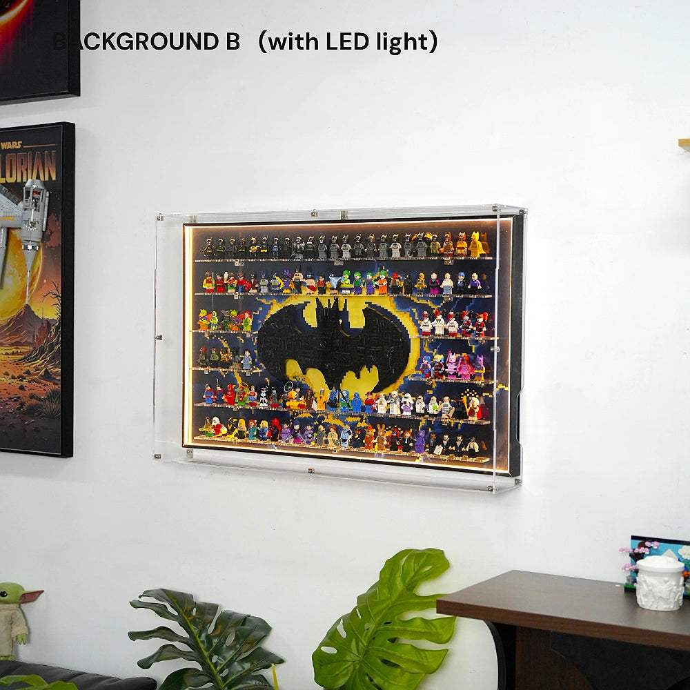 Dust Proof Wall mounted Display Case for LEGO® Batman Logo & Minifigure