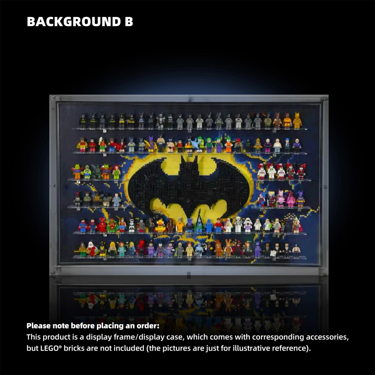 Dust Proof Wall mounted Display Case for LEGO® Batman Logo & Minifigure B