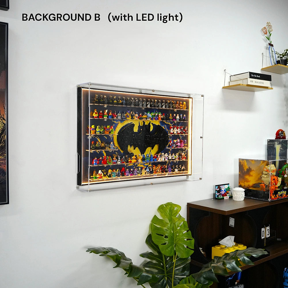 Dust Proof Wall mounted Display Case for LEGO® Batman Logo & Minifigure